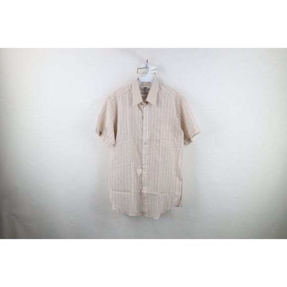 Deadstock Vtg 60s 70s Fruit of the Loom Mens 16 Striped Collared Button Shirt - Picture 1 of 13